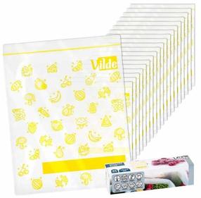 Užspaudžiami šaldymo maišeliai Vilde Ziplock Food Bags 229162, 18 cm x 23 cm, skaidri sp./geltona sp., 20 vnt.