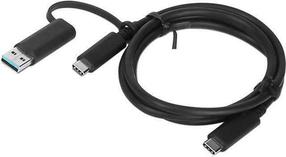 Vads Lenovo, USB Type C/USB Type A, melna krās.