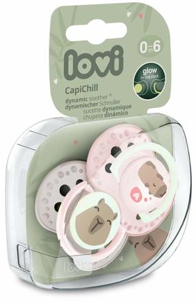 Набор пустышек Lovi CapiChill Girl, 0 мес., розовый цв./серый цв.