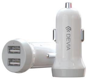 Автомобильное зарядное устройство Devia Smart Series, 2 x USB, белый цв.