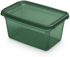 Daiktadėžė su dangčiu, daiktų saugojimo Orplast Base Store Pine, 4.5 l, skaidri sp./žalia sp., 28 x 19 x 13 cm
