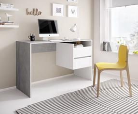 Rašomasis stalas su spintele Paco PC-03, baltas/pilkas