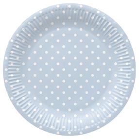 Vienkartinės lėkštės PAW Blue Dots, Ø 23 cm, 8 vnt.