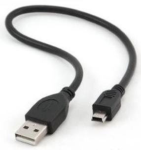 Laidas Gembird CCPUSB2AM5P1 USB 2.0 A male, Mini USB, 0.3 m, juoda sp.
