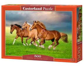 Dėlionė Castorland 500 el. Horses in Spring Rush B-54084, 33 cm x 47 cm, 500 vnt., įvairių spalvų