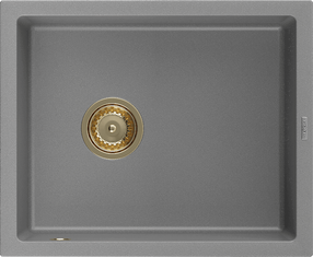 Virtuvinė plautuvė Mexen Pedro Grey+Gold, granitas, 56 cm x 46 cm x 20 cm, aukso sp./pilka sp.