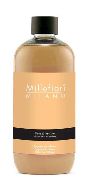Mājas aromatizētājs, papildināšanai Millefiori Milano Lime & Vetiver, 250 ml Dzeltena krās.