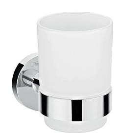 Vonios stiklinaitė ir laikiklis Hansgrohe Logis Universal 41718000, balta sp./chromo sp., 10 cm x 9.9 cm x 6.7 cm