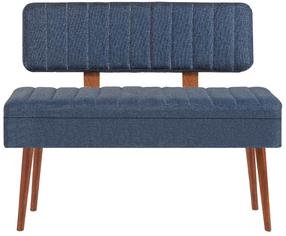 Prieškambario suoliukas Kalune Design Vina 1048, riešuto sp./tamsiai mėlyna sp., 36 cm x 110 cm x 85 cm