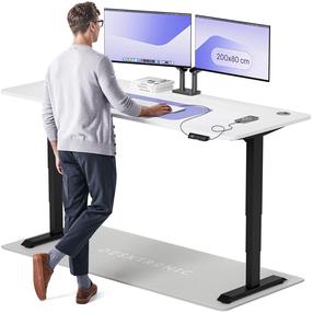 Arvutilaud reguleeritava kõrgusega Desktronic HomePro, 200 cm x 80 cm, 61 - 125.5 cm, valge v./must v.