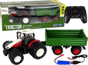  Rc трактор Lean Toys Farm Machine, белый цв./красный цв./зеленый цв.