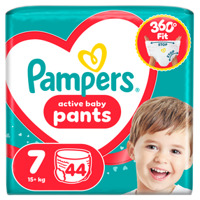 Autiņbiksītes - apakšbiksītes Pampers Active Baby Pants, 7 izmērs, 44 gab.