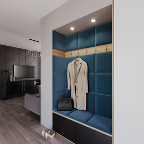 Декоративные панели для стен из текстиля Quadratta, 160 см x 120 см, 3.5 см, синий цв., 19 шт.