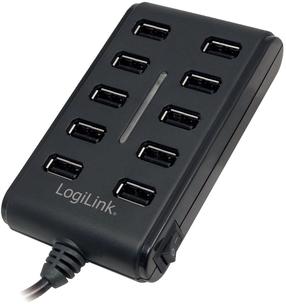 USB centrmezgls Logilink 10-Port USB 2.0 Hub With Switch
