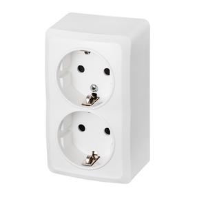 Pistikupesa 2-ne Elektro-Plast Berg 3738-00, maandusega, valge v.