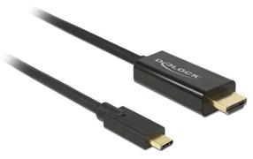 Провод Delock HDMI / USB HDMI A male, USB C male, 2 м, черный цв.