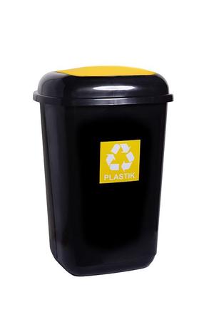 Šiukšliadėžė Plafor, 12 l, juoda sp./geltona sp.