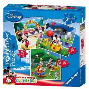 Dėlionė 3in1 Ravensburger Mickey Mouse Clubhouse 07088, 18 cm x 18 cm, 110 vnt., įvairių spalvų