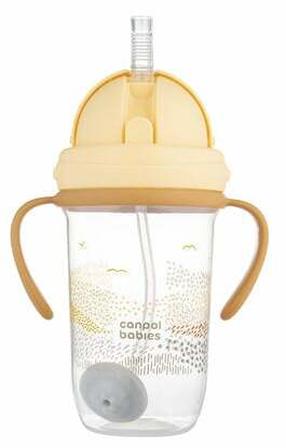Dzeramā pudele ar silikona salmiņu Canpol Babies Non-Spill Mountains, 270 ml, 6+ mēn., plastmasa, bēša krās.
