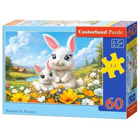 Dėlionė Castorland Bunnies In Flowers, 23 cm x 32 cm, 60 vnt.