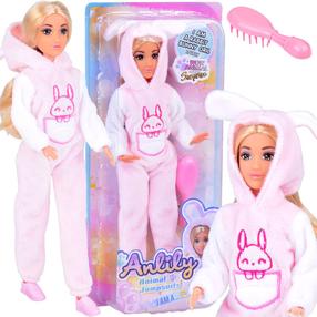 Lelle ar aksesuāriem Anlily Animal Jumpsuits, 30 cm, rozā krās.