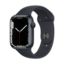 Išmanusis laikrodis Apple Watch Series 7 GPS, 45mm Midnight Aluminium Case with Midnight Sport Band - Regular, pilka sp.
