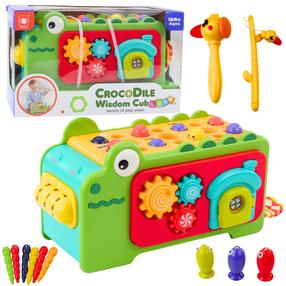 Развивающий кубик, крокодил Lean Toys Wisdom, 14 см, зеленый цв./многоцветный