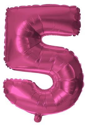 Folijas balons cipars 5, rozā krās.