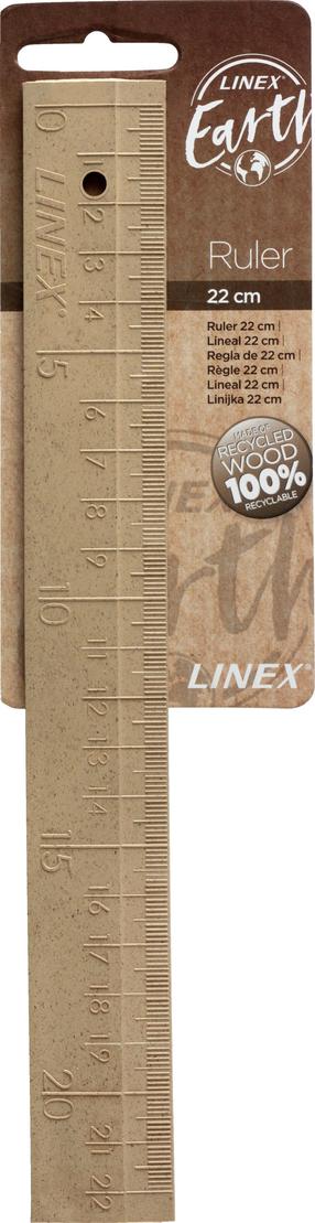 Lineāls Linex Earth, 22 cm, koks, brūna krās.