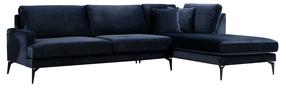 Kampinė sofa Hanah Home Papira 560ARE1105, tamsiai mėlyna sp., dešininė, 283 x 180 cm x 88 cm