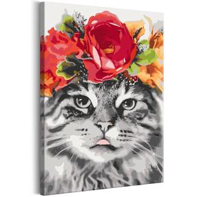 Tapymas pagal skaičius Artgeist Cat With Flowers MA_0399, įvairių spalvų, 40 x 60 cm