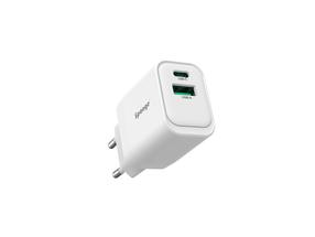 Adapteris Sponge C1 22.5W GaN, USB-C/USB-A, balta krās.