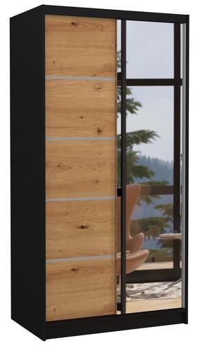 Skapis ADRK Orlando 100, brūna krās./melna krās., 58 cm x 100 cm x 200 cm, ar spoguli