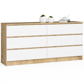 Komoda Akord Furniture Factory K160 CLP PK, balta sp./artisan oak sp., 40 cm x 160 cm x 77 cm