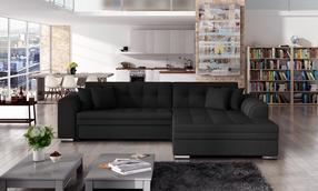 Kampinė sofa Sorento Sawana 14, juoda sp., dešininė, 295 x 195 cm x 80 cm