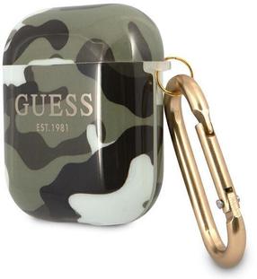 Austiņu futlārs Guess Camouflage collection for AirPods, zaļa krās.