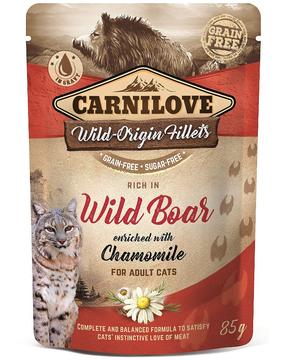 Šlapias kačių maistas Carnilove Cat Pouch Wild Boar Chamomile, vištiena/šernienos mėsa, 0.085 kg