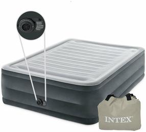Pripučiamas čiužinys su pompa Intex Dura-Beam Comfort Plush, pilka sp., 203 cm x 152 cm x 56 cm