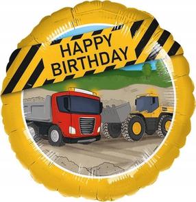 Folijas balons apaļš Amscan Happy Birthday, dzeltena krās.
