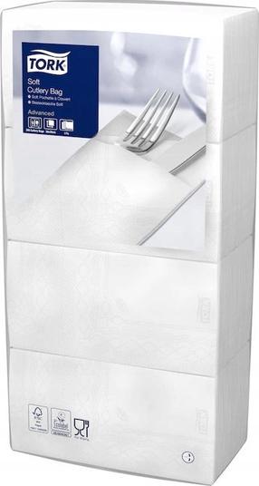 Popierinės servetėlės, stalo įrankiams Tork Soft Cutlery Bag, 40 cm x 39 cm, balta sp., 200 vnt.