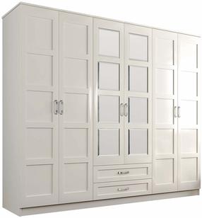 Riidekapp Kalune Design Cemre, valge matt v., 52 cm x 210 cm x 184 cm, peegliga