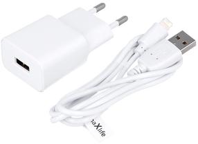 Зарядное устройство для телефона Maxlife MXTC-01, Lightning/USB, белый цв.