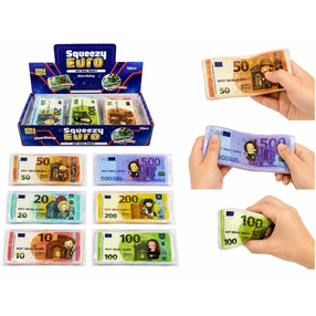 Sensorinis spaudomas žaislas Squeezy Euro, 15 cm, (spalva/dizainas parenkami atsitiktine tvarka)