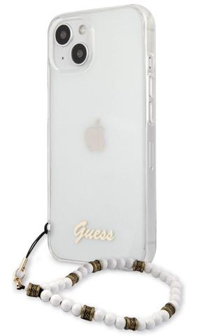 Telefona vāciņš Guess GUHCP13MKPSWH, caurspīdīga krās./balta krās., Apple