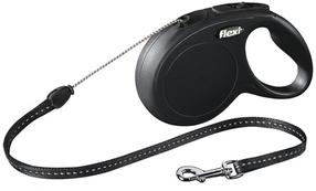 Automātiskā pavada Flexi New Classic Cord, melna krās., S 8m