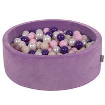 Baseinas su kamuoliukais KiddyMoon Velvet Ball Pool Round 200 Balls, 90 cm x 90 cm, 200 vnt, ruda sp./balta sp.
