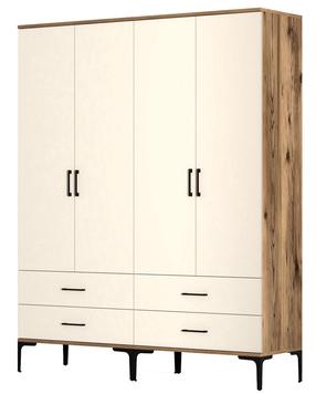 Spinta Kalune Design Kumsal TT, kreminė sp./riešuto sp., 47.5 cm x 160 cm x 201.4 cm