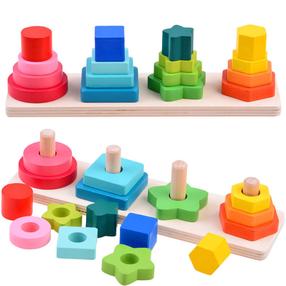 Šķirošanas spēle Geometric, 8 cm, daudzkrāsaina