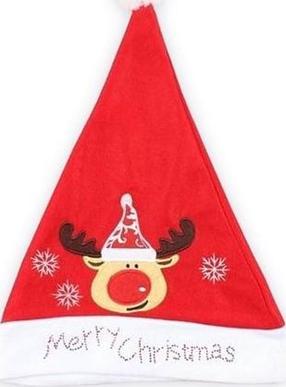 Jõuluvana müts lastele/täiskasvanutele GoDan "Joyful Reindeer", valge v./punane v.