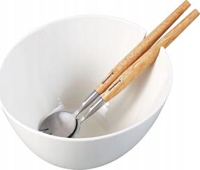 Salotų dubuo su šaukštais Klausberg KB 7787, ruda/balta/sidabro, 23.5 cm